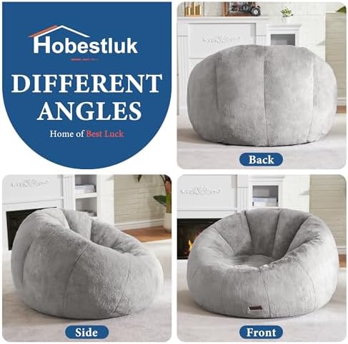 Hobestluk Large Beanbag Chairs for Adults Donut-Shaped Plush Sofa Couch | Gre...