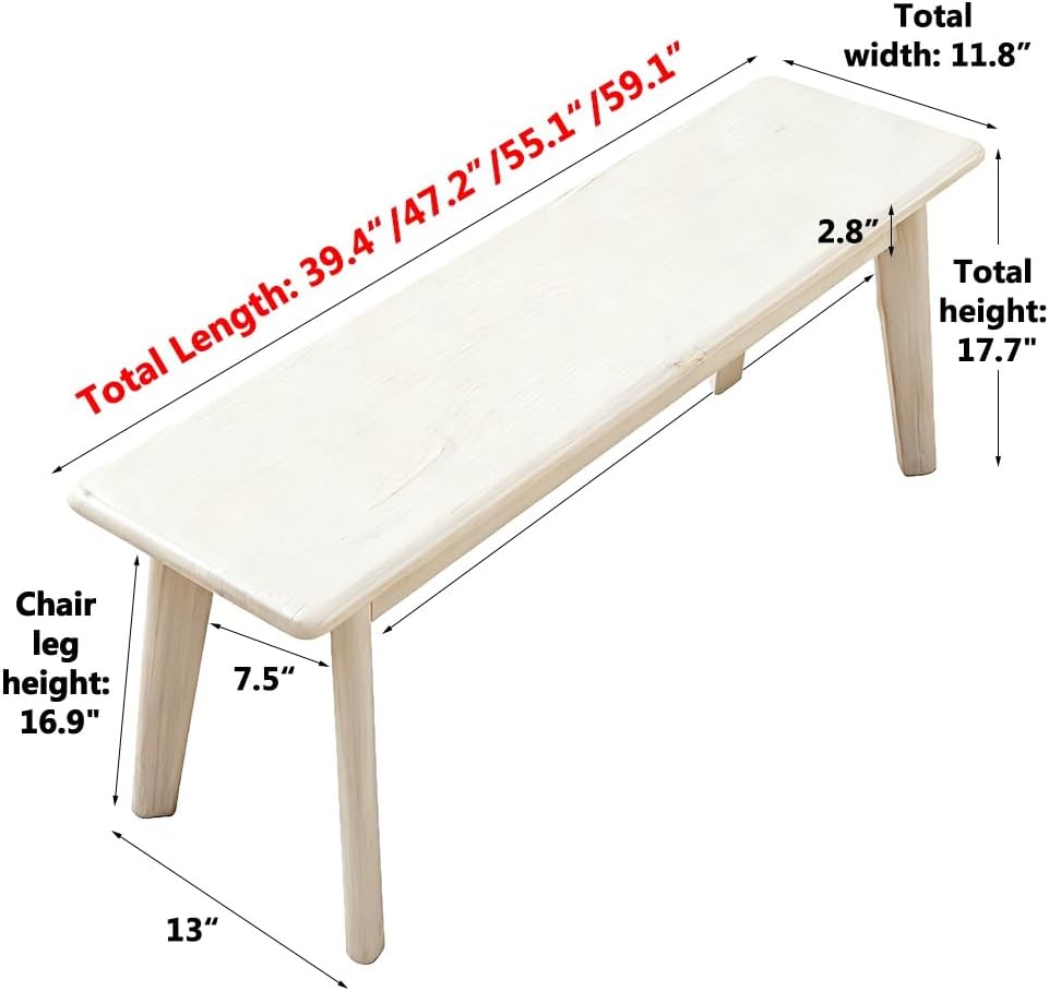 Solid Wood Bench, Rustic Skinny Wood Bench for Entryway, Narrow Bench Dining ...