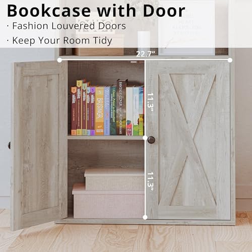 IRONCK Industrial Bookshelves and Bookcases with Doors Floor Standing 6 Shelf...