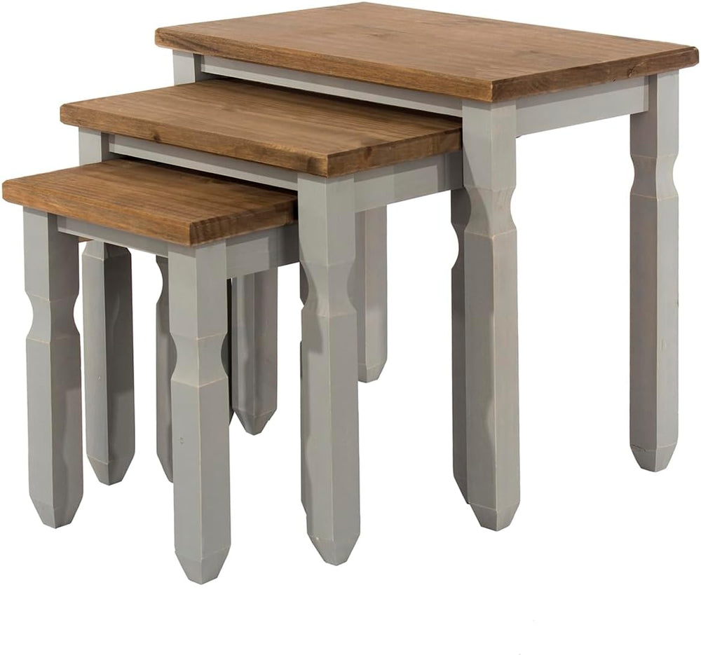 Furniture Dash Wood Nest of 3 Tables Corona Gray