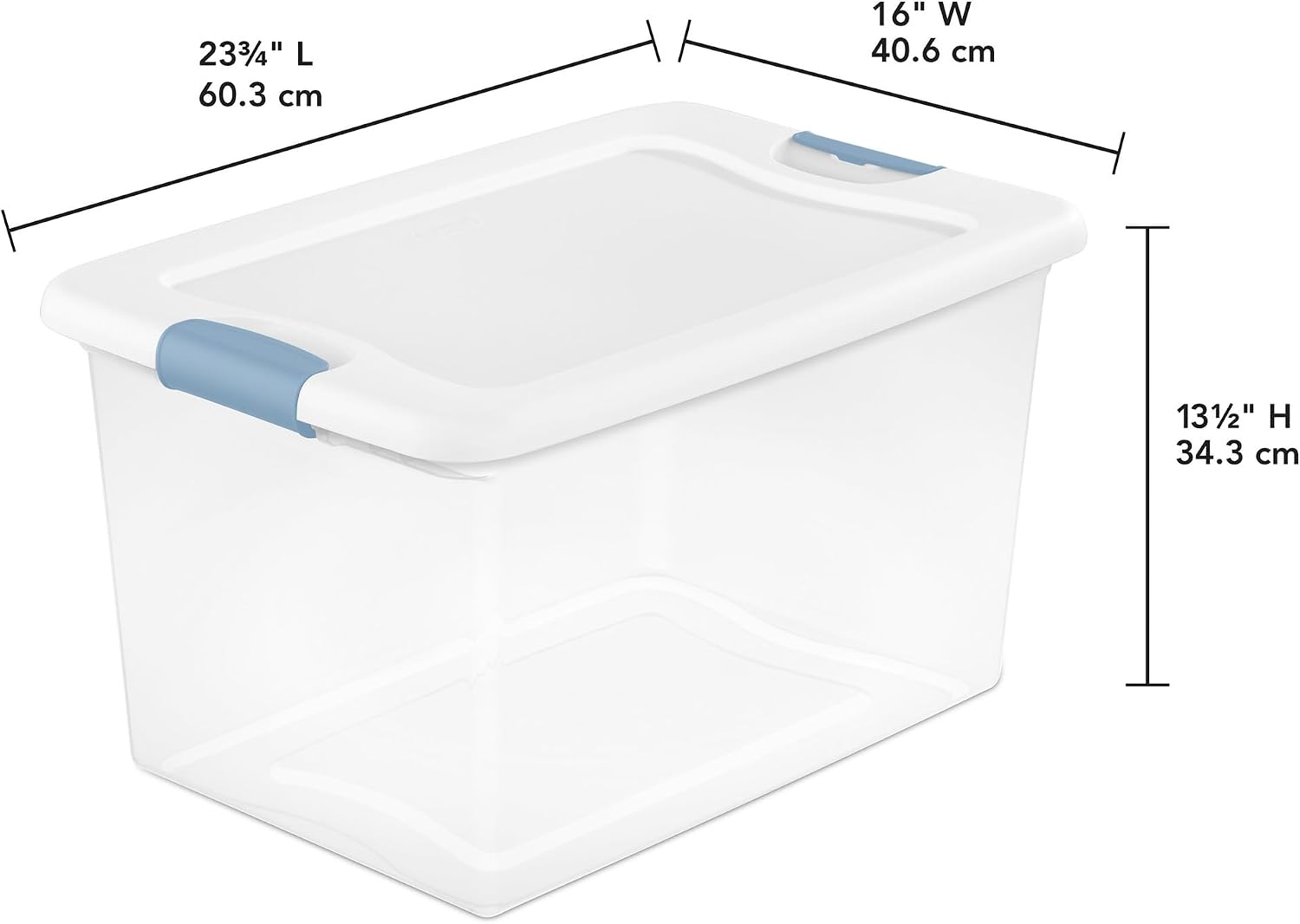 Sterilite Latching Box with Lids for Home and Office, 64 Quart, 12-Pack | Heavy-Duty and Stackable Plastic Containers with Latches for Closet, Cabinet, Bedroom, Bathroom and Dorm Room Organization