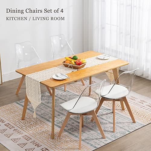 ANOUR Dining Chairs Set of 4, Modern Kitchen Clear Acrylic Accent Dinner Chai...
