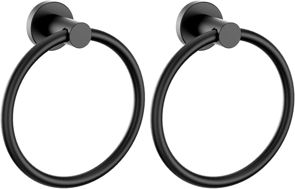 FORIOUS Towel Ring for Bathroom, SUS304 Stainless Steel, 2 Pack Matte Black