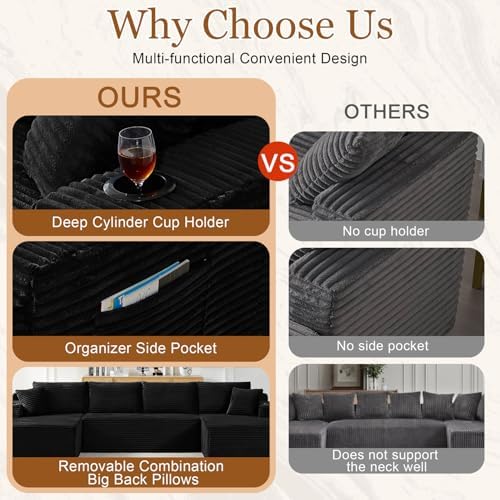 134 Inch Modular Sectional Sleeper Sofa, Cloud Couch for Living Room, U Shape...