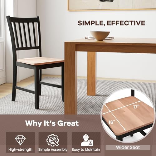 NAFORT Wooden Dining Chairs Set of 4, High Back Kitchen Chairs with Solid Rub...