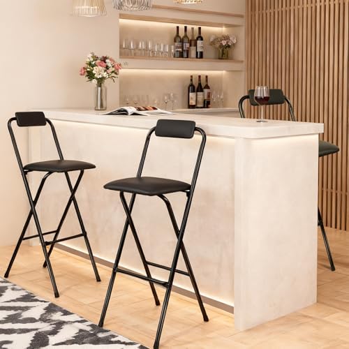 Folding Stool with Back,2 Pcs Tall Foldable Stool 29.5 Inch