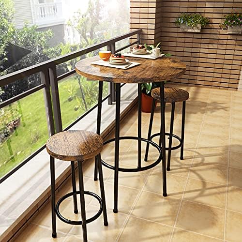 Recaceik 3 Piece Pub Dining Set, Counter Height Modern Bar Table with Wood To...