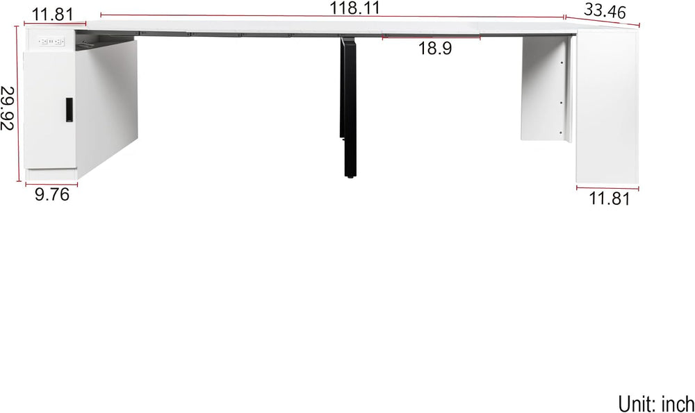 Extendable Dining Table with Storage, Transformer Extra Console Table for 1-1...