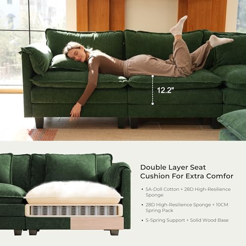 ELUCHANG 114" Oversized Modular Sectional Sofa, Comfy Chenille Cloud Cou...