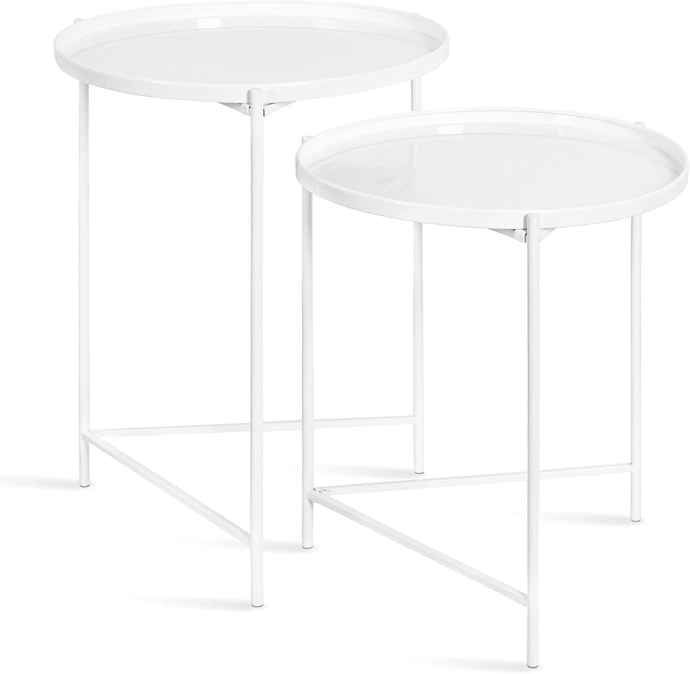 Kate and Laurel Ulani Modern Nesting Side Table, Set of 2, White, Sophisticat...