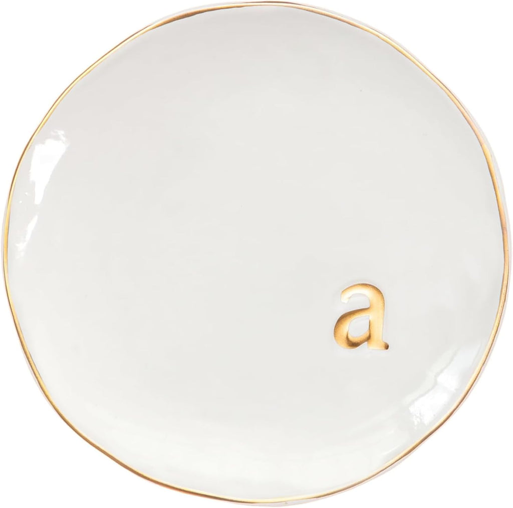 COLLECTIVE HOME - Ceramic Jewelry Tray, Decorative Trinket Dish for Rings Earrings Necklaces Bracelet Watch Keys, Birthday Mother's Day Christmas Gift for Women, 4.75", Glossy (a)