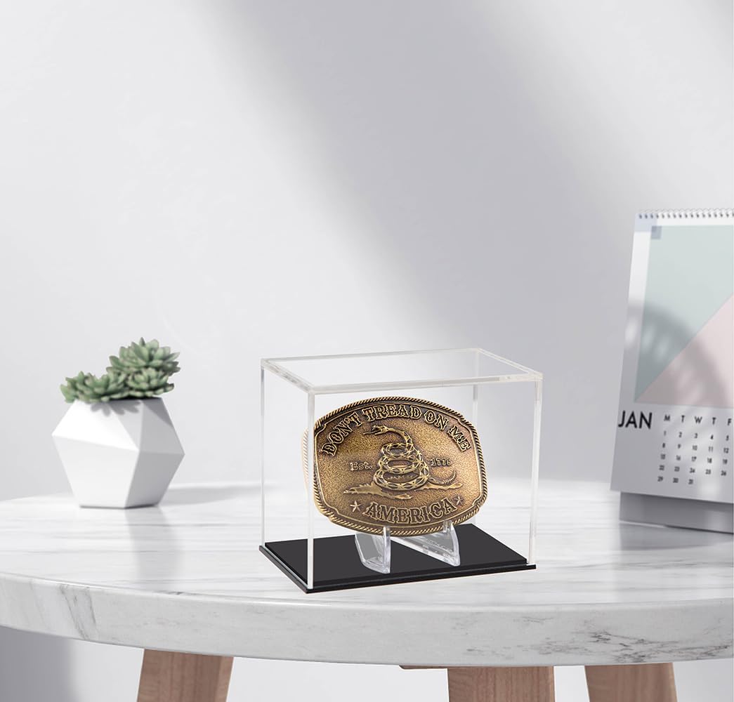 Belt Buckle Display Case Stand Holder Clear Acrylic Box Protected Cabinet Shelf Rack Protection Storage Cover Collections
