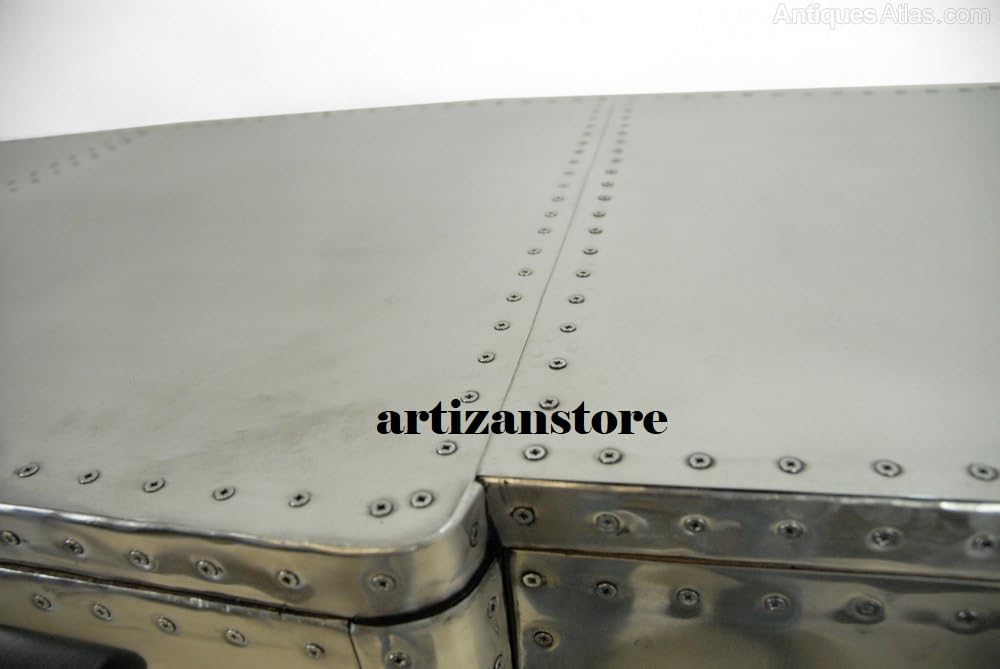 ARTIZANSTORE Aluminium Aviator 2 Door Sideboard End Table Design Side Table L...