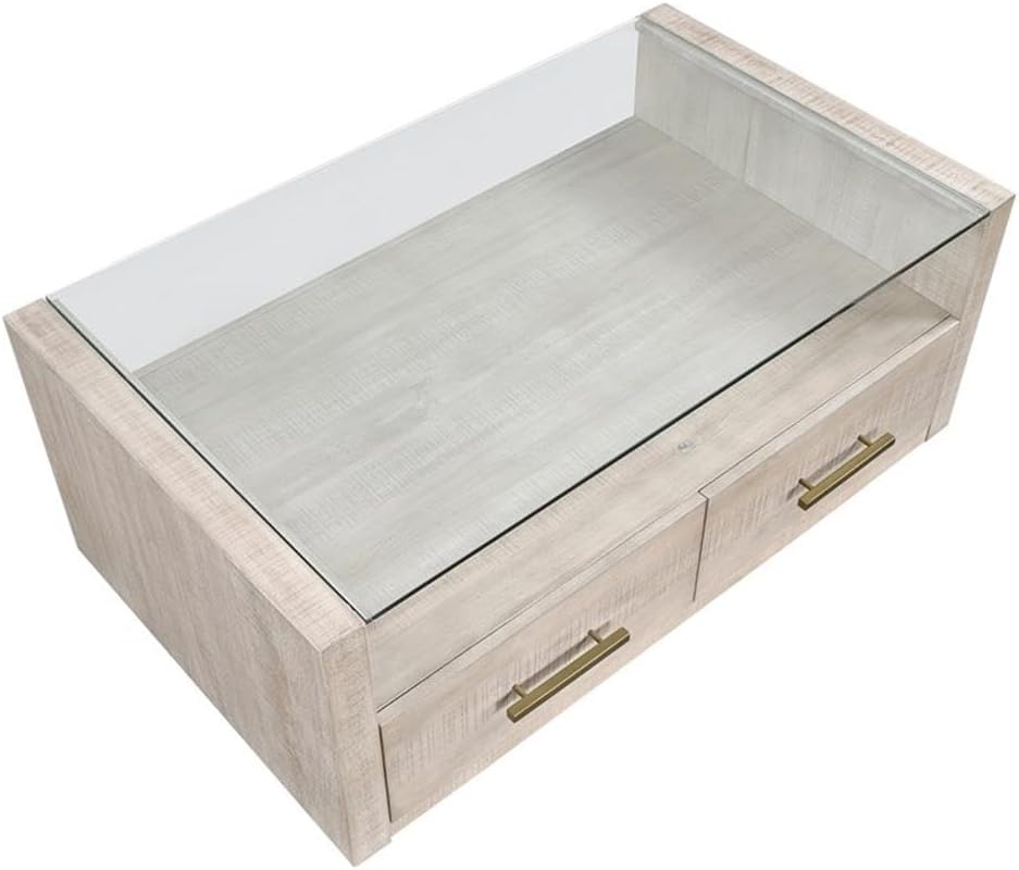 Pemberly Row Contemporary 3-Piece Coffee Table Set, Acacia Wood Veneers, Toff...