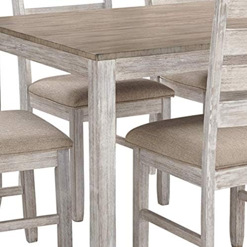 Signature Design by Ashley Skempton Cottage Dining 7 Piece Set – Rectangular Table & 6 Upholstered Chairs | Coastal Chic Meets Farmhouse, Whitewash