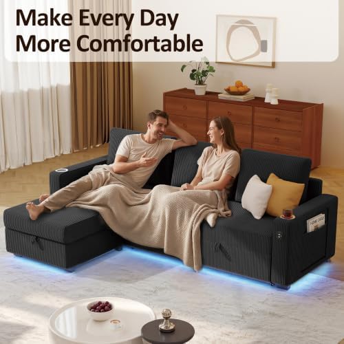Ball & Cast 80" Sectional Sleeper Sofa Bed Pull Out Couches for Livi...