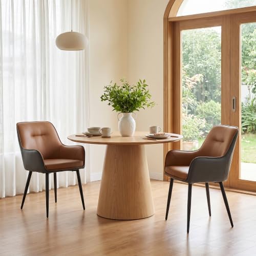 TUKAILAi Dining Chairs Set of 2, Faux Leather Dining Chairs with Arms, Uphols...