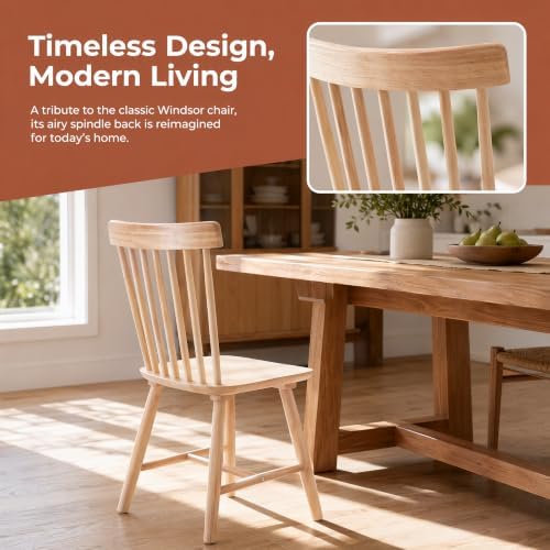 Windsor Dining Chairs Set of 4, Spindle Back Wooden Chairs