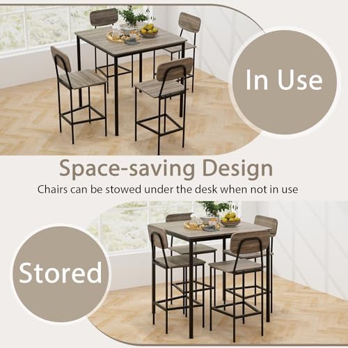 Tangkula Counter Height Dining Table Set, Bar Table and Chairs, Pub Table and...