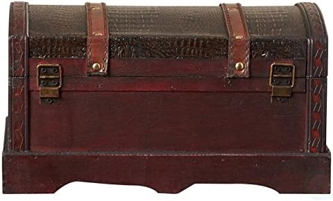 Vintiquewise(TM) Leather Wooden Chest/Trunk