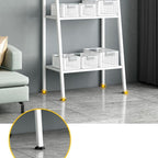 4 Tier Metal Ladder Bookshelf, Modern Open Storage Rack for Living Room, Bedroom, Balcony. Space Saving Steel Shelves with Adjustable Feet. Easy Assembly. Red