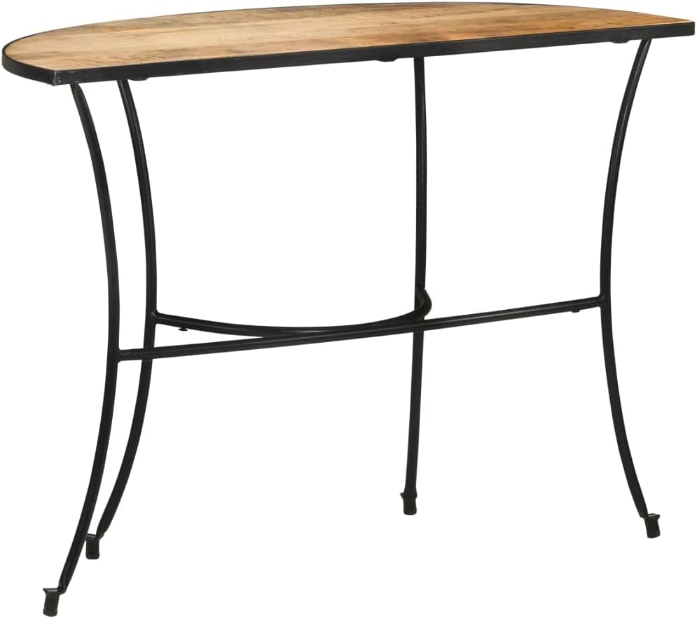 Industrial Style Mango Wood Side Table with Black Steel Legs, Solid Mango Woo...