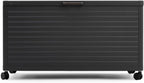MIRADOR 134 Gallon Outdoor Storage Box Waterproof, Metal Deck Box with wheels for Patio Furniture, Garden Tools, Outdoor Cushion, Charcoal