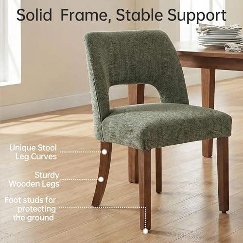 keoni Wooden Dining Chairs Set of 6 with Rubberwood Legs and Open Back