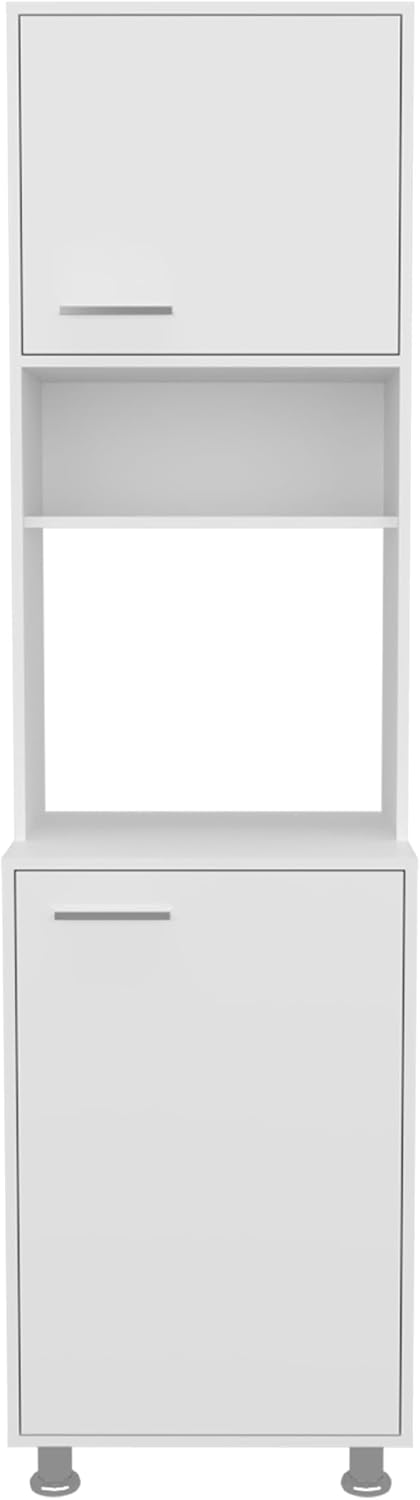 21.4" D*19.7" W*78.7" H Corner Kitchen Pantry with 3 Shelves, 2 Single Doors, Sliver Legs, Rectangular Storage Cabinet, Modern Minimalist, for Living Room, Dining Room, White