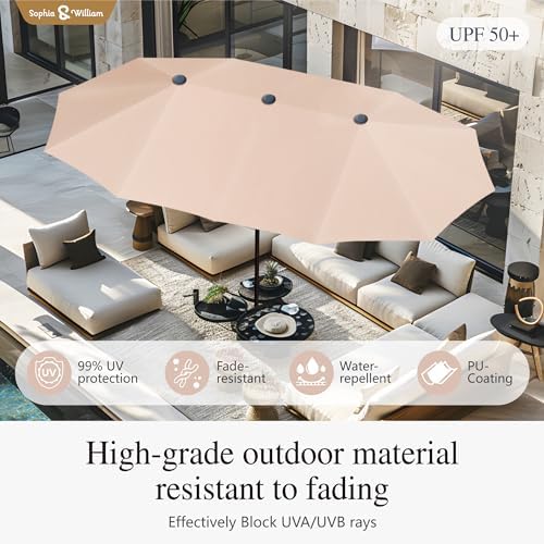 Sophia & William Patio Dining Set for 6 w/Folding Chairs & Beige Umbr...