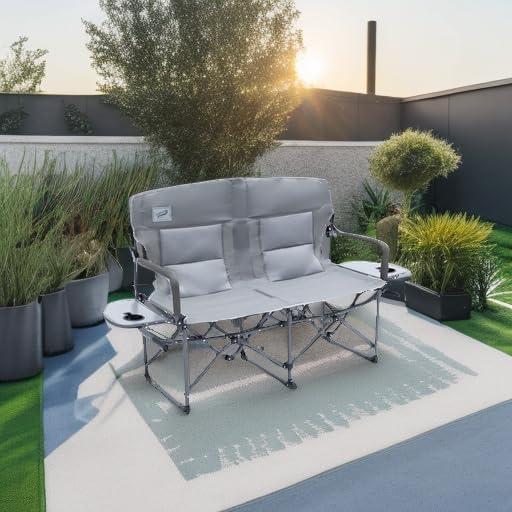 Camphor Designs Oversized Double Portable Folding Director’s Loveseat Chair w...