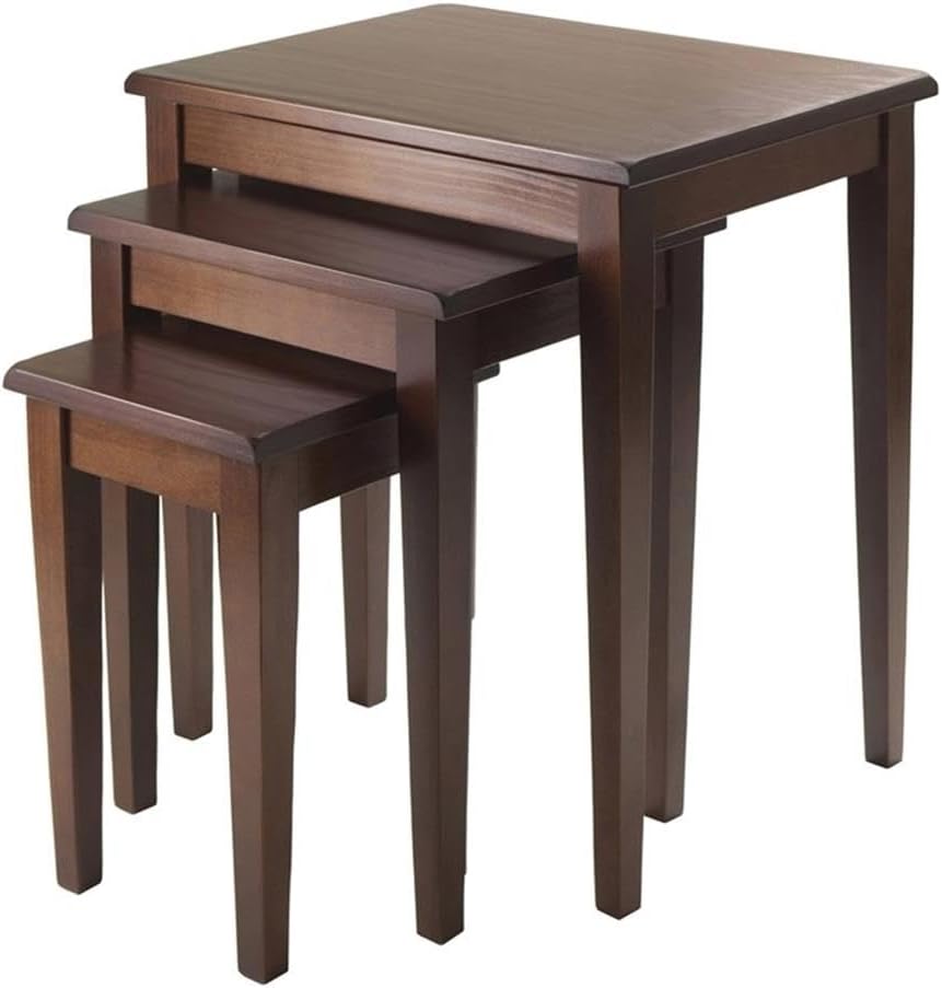 Pemberly Row 3-Piece Solid Wood Nesting Tables, Antique Walnut Finish, Stacka...