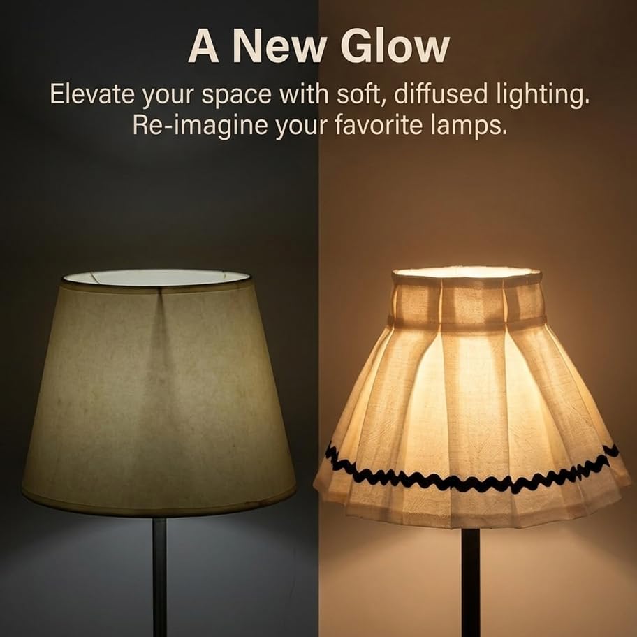 Pleated Fabric Lamp Shade with Bulb Clip Adapter, Detachable & Washable C...