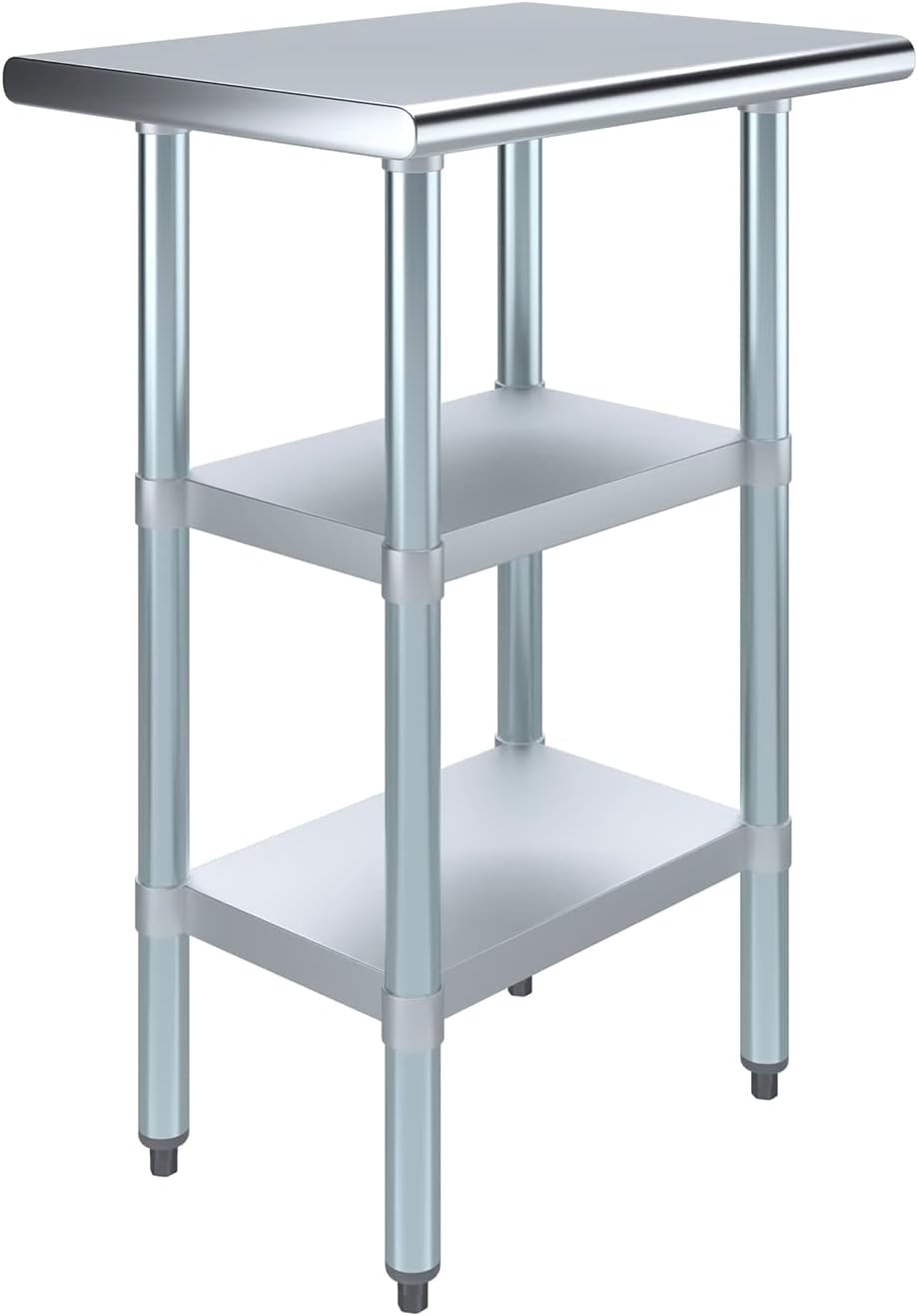 AmGood Stainless Steel Work Table with 2 Shelves | NSF | Metal Utility Table (24" Long x 18" Deep)