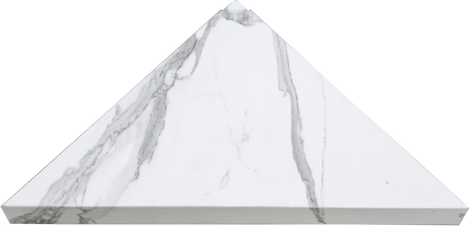 Palisade Vinyl Waterproof Corner Shower Shelf in Carrara Marble/Urban Glacier