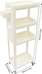 PERFERATE 3 Tier Slim Rolling Storage Cart Rolling Utility Cart with Wheels Multifunctional Storage Organizer Laundry, Kitchen, Bathroom Organizer Narrow Space Shelving Unit, Modern