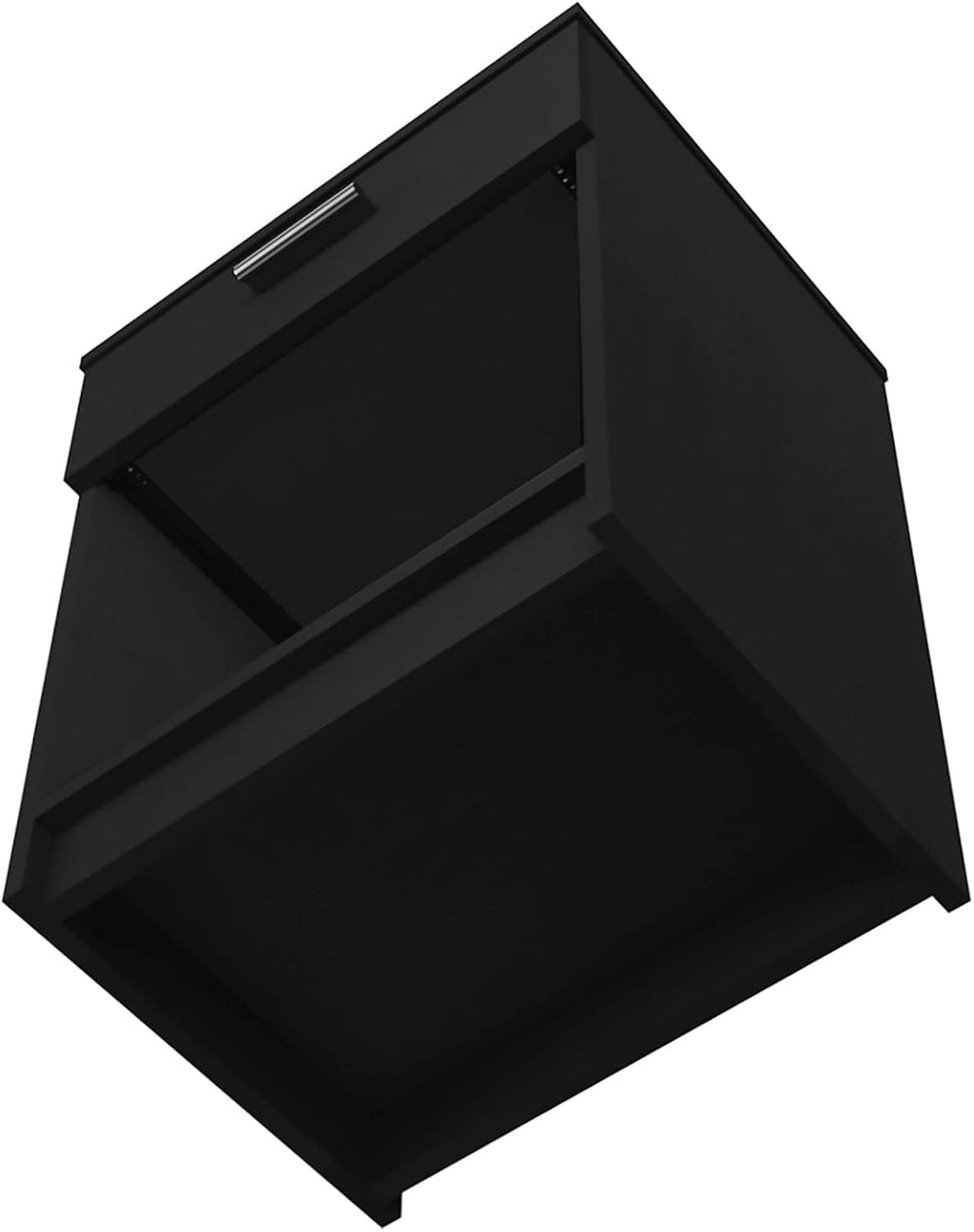 Nightstand 21" H, One Drawer, Low Shelf, Superior Top, Black,for Small S...