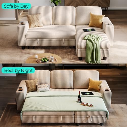 LINSY HOME Sectional Couches for Living Room, 81" L Shape 3 Seats, Beige...