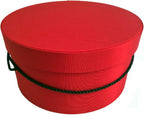Sarah's Hat Boxes Classic Red Hat Box – 16.75" x 8.5" (Dia. x Ht.) Handmade in USA – Odorless Non-Toxic Adhesive, Cording Handle – Premium Storage for Hats & Accessories