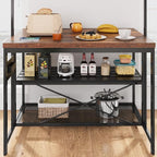 GarveeHome 47 in Kitchen Island with Power Outlet & Storage - Large Bakers Rack, Microwave Stand with 3-Tier Shelves & 5 Hooks for Pantry Organization