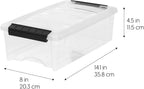 IRIS USA 6 Quart Stackable Plastic Storage Bins with Lids, 3 Pack - BPA-Free, Made in USA - See-Through Organizing Solution, Latches, Durable Nestable Containers, Secure Pull Handle - Clear/Black