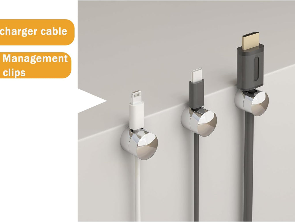 3 Sets Charger Cord Holder, Silver Metal Adhesive Cable Management Clips,Adjustable Cable Anchor Holders,Wire Organizer for Desk, Wall, Home, Office