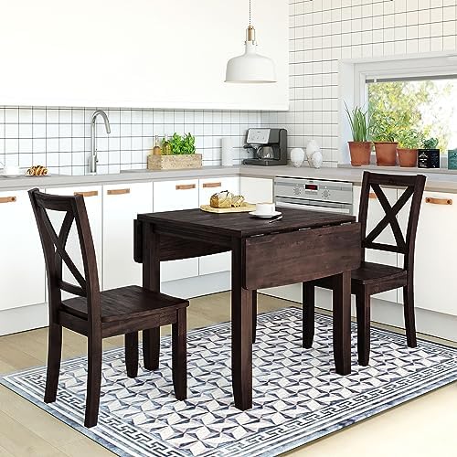 LUMISOL Farmhouse Wood 3-Piece Kitchen Table Set, Espresso