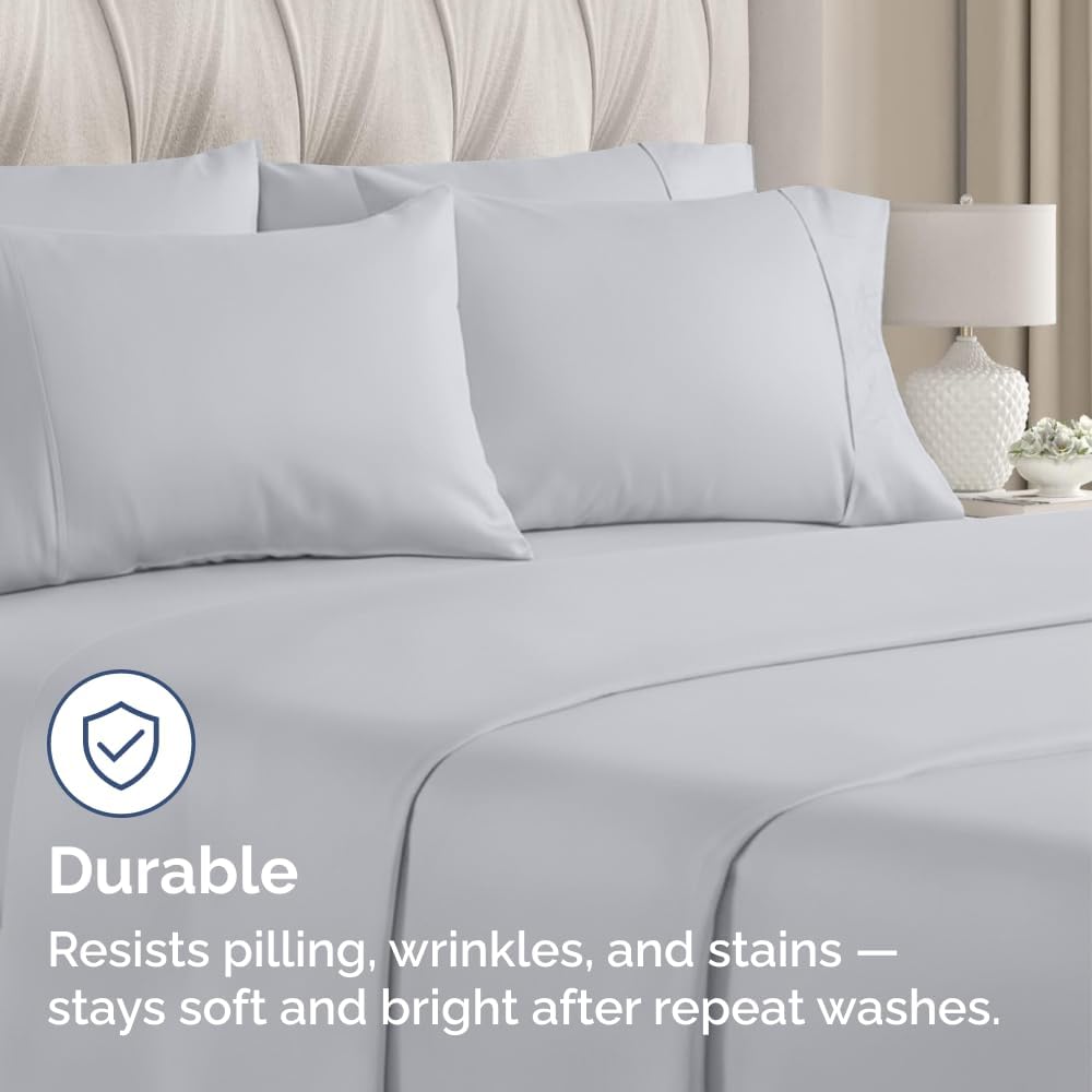 King Pillow Cases - 4 Pack - Super Soft Pillowcase Covers - Envelope Enclosure - Hotel Quality Pillow Protectors - Wrinkle Free, Shrink & Stain Resistant - Machine Washable - 20" x 40" (Steel Blue)