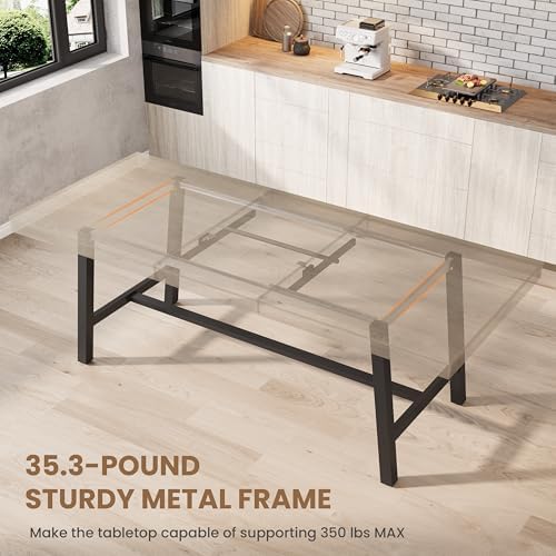 GarveeHome 63-83" Extendable Dining Table, Industrial Rectangular Dining...