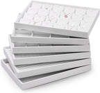 Oirlv Premium White Leather Stackable Jewelry Tray Flat Jewelry Organizer Tray for Jewelry Accessory Trade showcase