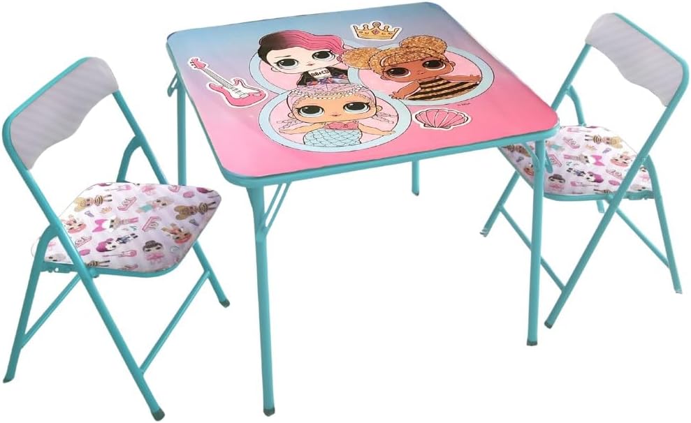 LOL Surprise Kids Table and Chair Set,3 Piece Square Activity Table with 2 Chairs for Toddlers & Children, Ages 3+
