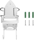 Wall Mount Iron Board Hanger and Ironing Board Storage Organizer Shelf With Removable Hooks for Household Bathroom Laundry Room (White)