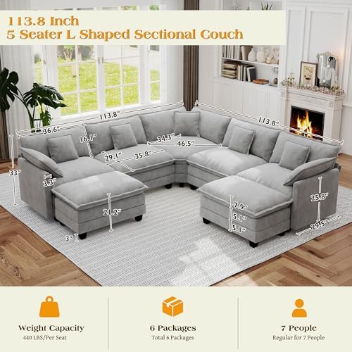 Hanherry Modular Sectional Sofa,Cloud Couch for Living Room,Modern Deep Seat ...