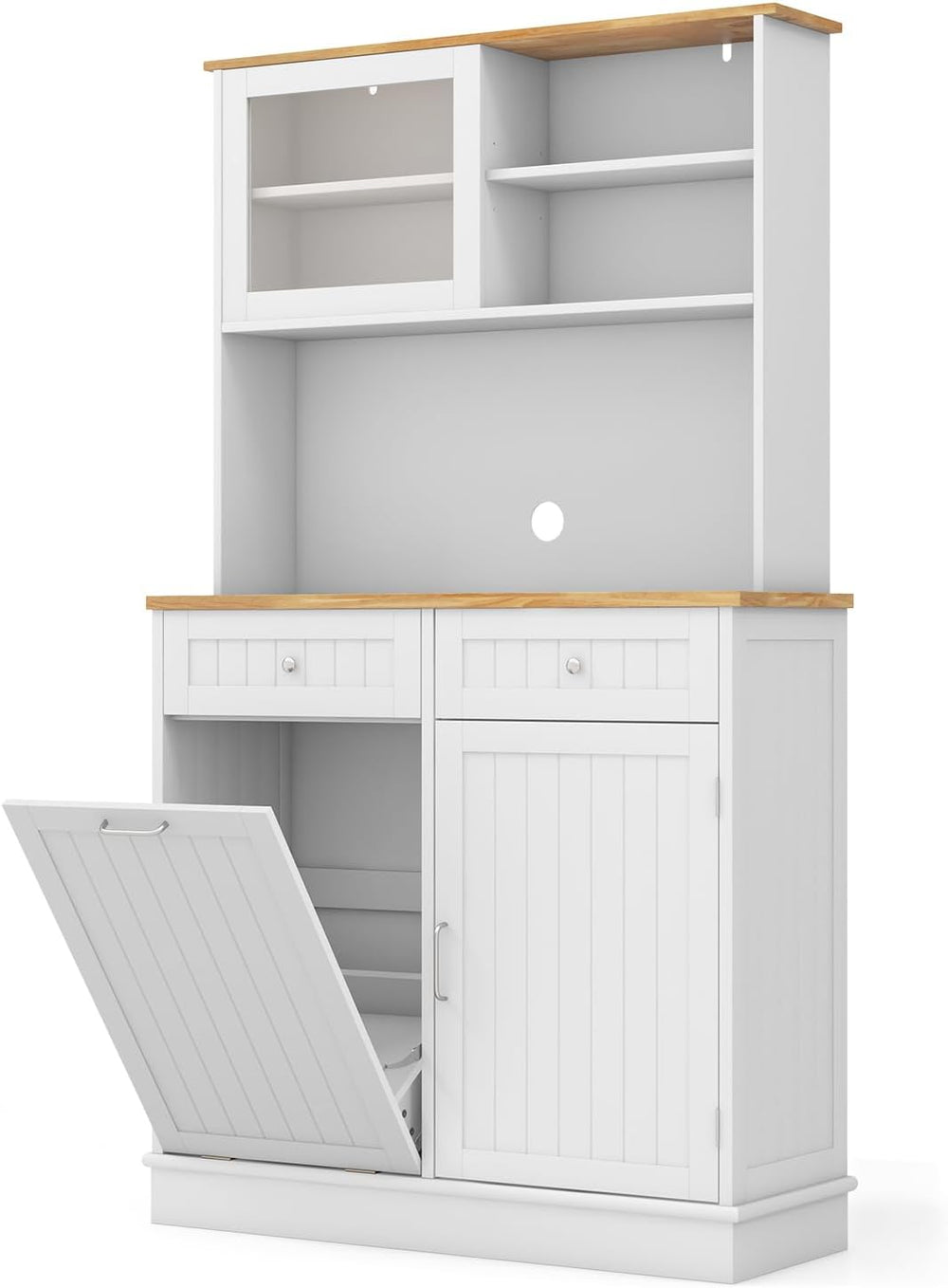 LOKO 68” Tall Kitchen Pantry Cabinet, Wood Sideboard Cupboard with Microwave ...
